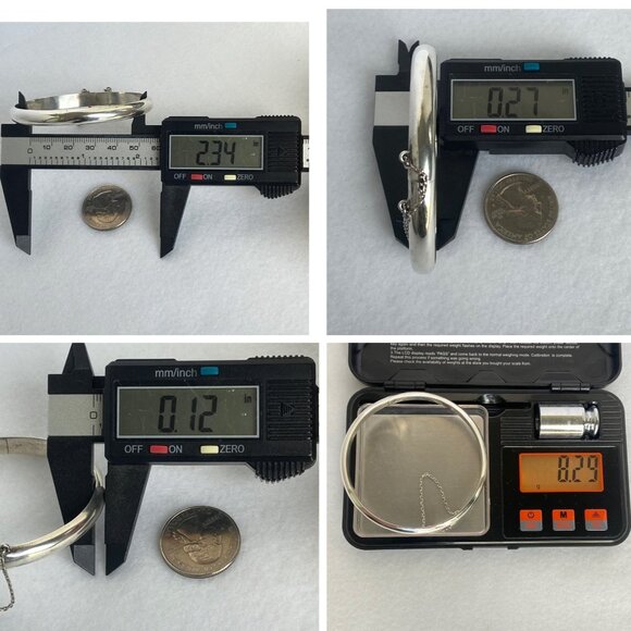 Sterling Silver 925 Polished Round Hinged Stacking Bangle Bracelet 7.25" - Picture 10 of 16